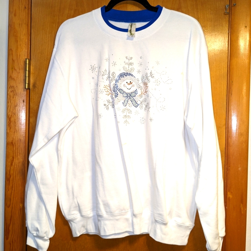 Decorated Originals White Pullover Snowman ⛄Christmas Sweater Womens Size Large